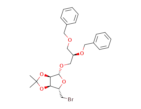 Molecular Structure of 175877-63-1 ((R)-2,3-dibenzyloxypropyl 5-bromo-5-deoxy-2,3-O-isopropylidene-β-D-riboside)