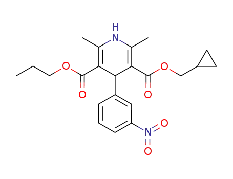 Molecular Structure of 86781-09-1 (propyl cyclopropylmethyl 2,6-dimethyl-4-(3-nitrophenyl)-1,4-dihydropyr idine-3,5-dicarboxylate)