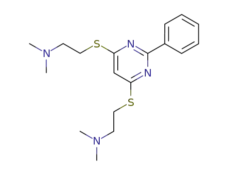 Molecular Structure of 94052-28-5 (Ethanamine,
2,2'-[(2-phenyl-4,6-pyrimidinediyl)bis(thio)]bis[N,N-dimethyl-)