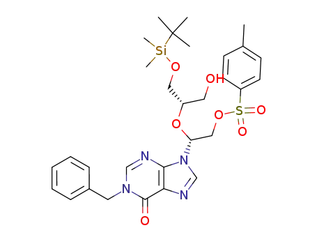 Toluene-4-sulfonic acid (R)-2-(1-benzyl-6-oxo-1,6-dihydro-purin-9-yl)-2-[(S)-2-(tert-butyl-dimethyl-silanyloxy)-1-hydroxymethyl-ethoxy]-ethyl ester