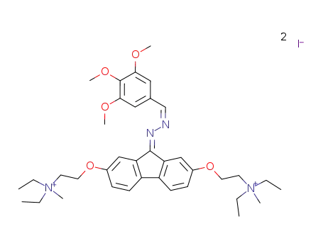 Molecular Structure of 93418-61-2 (Ethanaminium,
2,2'-[[9-[[(3,4,5-trimethoxyphenyl)methylene]hydrazono]-9H-fluorene-2,7
-diyl]bis(oxy)]bis[N,N-diethyl-N-methyl-, diiodide)
