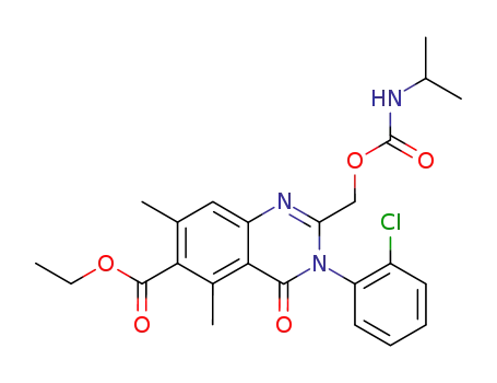Molecular Structure of 82520-32-9 (3-(2-chlorophenyl)-6-ethoxycarbonyl-5,7-dimethyl-2-(N-isopropylcarbamoyloxymethyl)-4(3H)-quinazolinone)