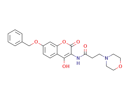 Molecular Structure of 90515-78-9 (4-Morpholinepropanamide,
N-[4-hydroxy-2-oxo-7-(phenylmethoxy)-2H-1-benzopyran-3-yl]-)