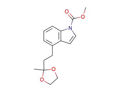 Molecular Structure of 74069-06-0 (4-[2-(2-Methyl-[1,3]dioxolan-2-yl)-ethyl]-indole-1-carboxylic acid methyl ester)