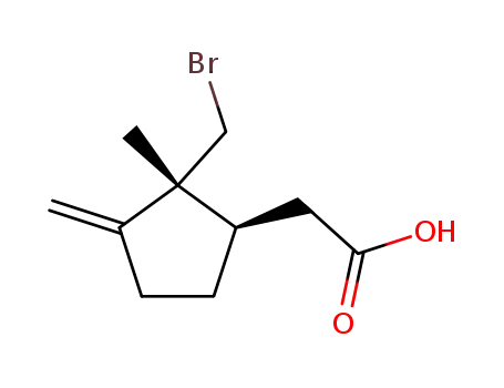 Molecular Structure of 98049-45-7 (2(bromomethyl)-2-methyl-3-methylenecyclopentaneacetic acid)