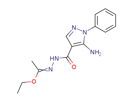Molecular Structure of 99347-10-1 (ETHYL N-[(5-AMINO-1-PHENYL-1H-PYRAZOL-4-YL)CARBONYL]ETHANEHYDRAZONOATE)