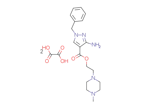 Molecular Structure of 107640-94-8 (3-Amino-1-benzyl-1H-pyrazole-4-carboxylic acid 2-(4-methyl-piperazin-1-yl)-ethyl ester; compound with oxalic acid)