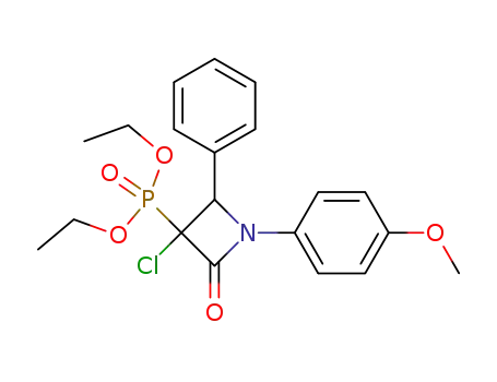 Molecular Structure of 119288-65-2 ([3-Chloro-1-(4-methoxy-phenyl)-2-oxo-4-phenyl-azetidin-3-yl]-phosphonic acid diethyl ester)