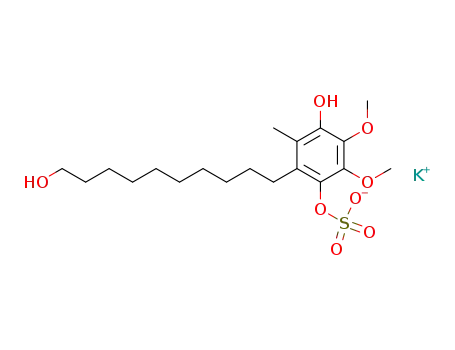 Molecular Structure of 95233-74-2 (1,4-Benzenediol, 2-(10-hydroxydecyl)-5,6-dimethoxy-3-methyl-,
1-(hydrogen sulfate), monopotassium salt)