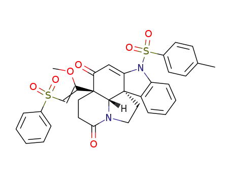 (3aS,10bS,12bS)-3a-((Z)-2-Benzenesulfonyl-1-methoxy-vinyl)-6-(toluene-4-sulfonyl)-2,3,3a,11,12,12b-hexahydro-6H-6,12a-diaza-indeno[7,1-cd]fluorene-1,4-dione