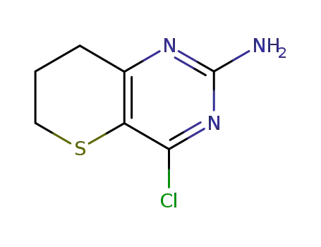 Molecular Structure of 87466-12-4 (6H-Thiopyrano[3,2-d]pyrimidin-2-amine, 4-chloro-7,8-dihydro-)