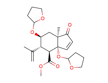 Molecular Structure of 81491-96-5 (1H-Indene-4-carboxylic acid,
3a,4,5,6,7,7a-hexahydro-7a-methyl-5-(1-methylethenyl)-1-oxo-3a,6-bis[(
tetrahydro-2-furanyl)oxy]-, methyl ester)