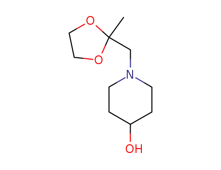 Molecular Structure of 79708-88-6 (4-Piperidinol, 1-[(2-methyl-1,3-dioxolan-2-yl)methyl]-)