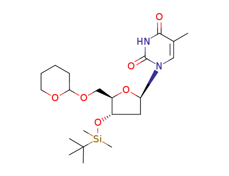 Molecular Structure of 226943-40-4 (5'-O-tetrahydropyranyl-3'-O-(tert-butyldimethylsilyl)thymidine)