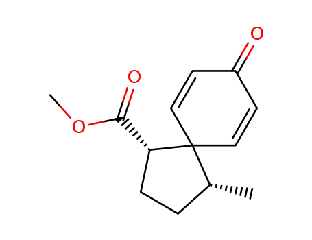 Molecular Structure of 22567-47-1 (Spiro[4.5]deca-6,9-diene-1-carboxylic acid, 4-methyl-8-oxo-, methyl
ester, cis-)
