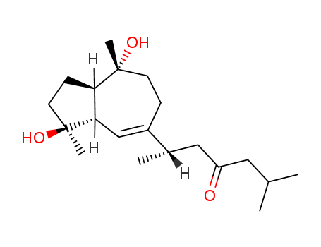 Molecular Structure of 107168-62-7 (4-Heptanone,2-methyl-6-[(3R,3aR,8S,8aS)-1,2,3,3a,6,7,8,8a-octahydro-3,8-dihydroxy-3,8-dimethyl-5-azulenyl]-,(6S)-)