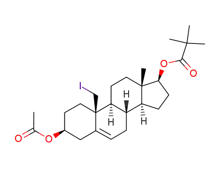 2,2-Dimethyl-propionic acid (3S,8S,9S,10S,13S,14S,17S)-3-acetoxy-10-iodomethyl-13-methyl-2,3,4,7,8,9,10,11,12,13,14,15,16,17-tetradecahydro-1H-cyclopenta[a]phenanthren-17-yl ester
