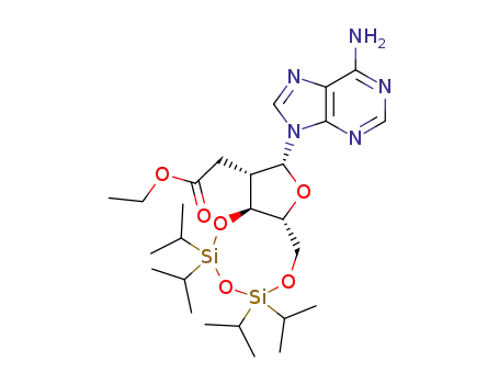 Molecular Structure of 100034-66-0 (3',5'-O-(tetraisopropyldisiloxane-1,3-diyl)-2'-deoxy-2'(S)-ethoxycarbonylmethyladenosine)