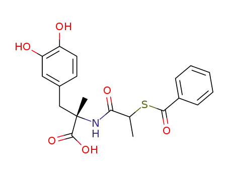Molecular Structure of 72634-60-7 (N-(S-benzoyl-2-mercaptopropanoyl)-L-α-methyldopa)
