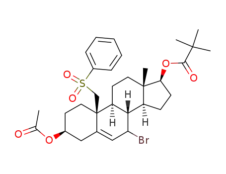 2,2-Dimethyl-propionic acid (3S,8S,9S,10S,13S,14S,17S)-3-acetoxy-10-benzenesulfonylmethyl-7-bromo-13-methyl-2,3,4,7,8,9,10,11,12,13,14,15,16,17-tetradecahydro-1H-cyclopenta[a]phenanthren-17-yl ester