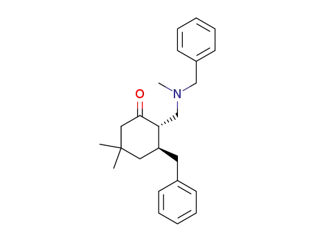 Molecular Structure of 89604-32-0 (Cyclohexanone,
5,5-dimethyl-2-[[methyl(phenylmethyl)amino]methyl]-3-(phenylmethyl)-,
trans-)