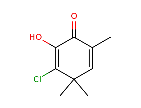 Molecular Structure of 97041-28-6 (3-chloro-2-hydroxy-4,4,6-trimethylcyclohexadienone)