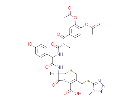 7-<(R)-2-<3-(3,4-diacetoxybenzoyl)-3-methylureido>-2-(4-hydroxyphenyl)acetamido>-3-<(1-methyl-1H-tetrazol-5-yl)thiomethyl>-3-cephem-4-carboxylic acid