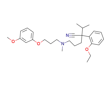 Molecular Structure of 120352-30-9 (2-(2-Ethoxy-phenyl)-2-isopropyl-5-{[3-(3-methoxy-phenoxy)-propyl]-methyl-amino}-pentanenitrile)