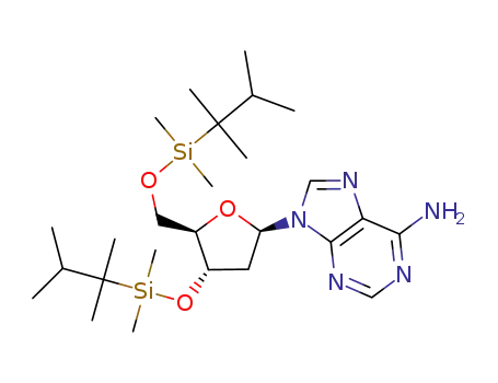Molecular Structure of 187674-16-4 (9-{(2R,4S,5R)-4-[Dimethyl-(1,1,2-trimethyl-propyl)-silanyloxy]-5-[dimethyl-(1,1,2-trimethyl-propyl)-silanyloxymethyl]-tetrahydro-furan-2-yl}-9H-purin-6-ylamine)