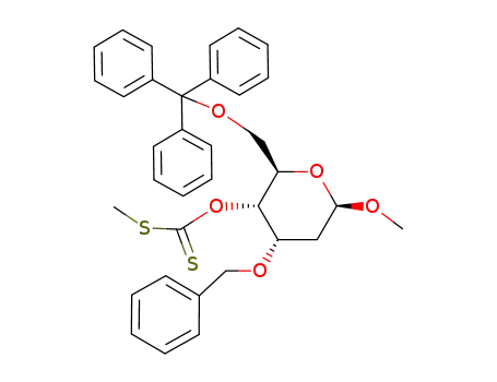 Dithiocarbonic acid O-((2R,3S,4S,6R)-4-benzyloxy-6-methoxy-2-trityloxymethyl-tetrahydro-pyran-3-yl) ester S-methyl ester