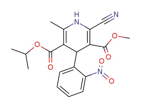 3,5-Pyridinedicarboxylic acid,
2-cyano-1,4-dihydro-6-methyl-4-(2-nitrophenyl)-, 3-methyl
5-(1-methylethyl) ester