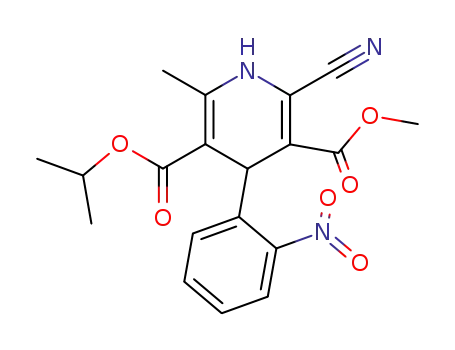 3,5-Pyridinedicarboxylic acid,
2-cyano-1,4-dihydro-6-methyl-4-(2-nitrophenyl)-, 3-methyl
5-(1-methylethyl) ester
