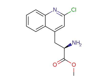Molecular Structure of 137354-57-5 (4-Quinolinepropanoic acid, a-amino-2-chloro-, methyl ester, (R)-)
