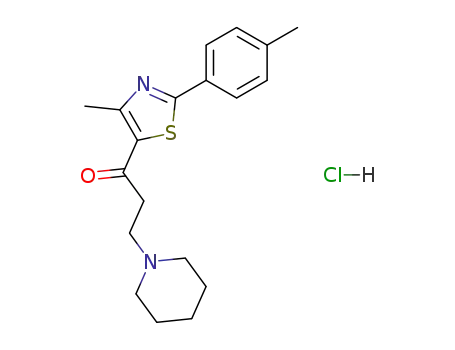 Molecular Structure of 142992-94-7 (1-Propanone,
1-[4-methyl-2-(4-methylphenyl)-5-thiazolyl]-3-(1-piperidinyl)-,
monohydrochloride)