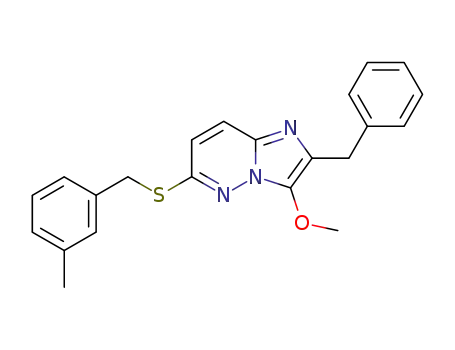 Molecular Structure of 144448-47-5 (Imidazo[1,2-b]pyridazine,
3-methoxy-6-[[(3-methylphenyl)methyl]thio]-2-(phenylmethyl)-)