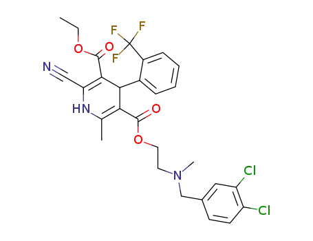 2-Cyano-6-methyl-4-(2-trifluoromethyl-phenyl)-1,4-dihydro-pyridine-3,5-dicarboxylic acid 5-{2-[(3,4-dichloro-benzyl)-methyl-amino]-ethyl} ester 3-ethyl ester