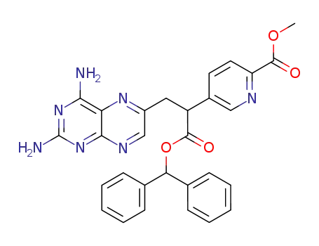 Molecular Structure of 154586-81-9 (5-[1-Benzhydryloxycarbonyl-2-(2,4-diamino-pteridin-6-yl)-ethyl]-pyridine-2-carboxylic acid methyl ester)