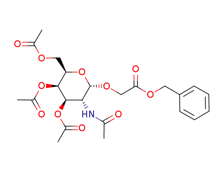 Molecular Structure of 183801-57-2 (((2S,3R,4R,5R,6R)-4,5-Diacetoxy-6-acetoxymethyl-3-acetylamino-tetrahydro-pyran-2-yloxy)-acetic acid benzyl ester)