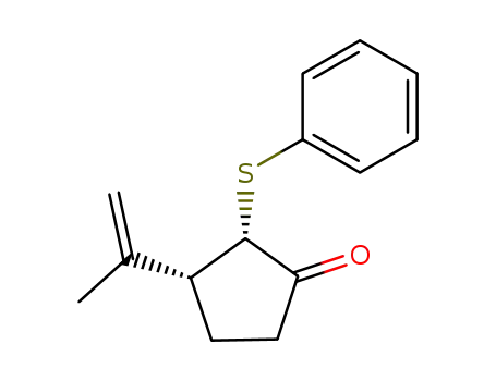 Molecular Structure of 139327-05-2 (Cyclopentanone, 3-(1-methylethenyl)-2-(phenylthio)-, trans-)