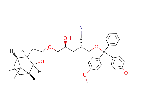 (2R,4S)-2-[Bis-(4-methoxy-phenyl)-phenyl-methoxymethyl]-4-hydroxy-5-((1R,2R,4R,6R,7R)-1,10,10-trimethyl-3-oxa-tricyclo[5.2.1.0<sup>2,6</sup>]dec-4-yloxy)-pentanenitrile