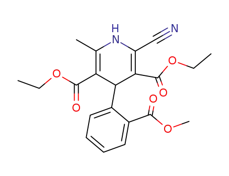 Molecular Structure of 67448-27-5 (3,5-Pyridinedicarboxylic acid,
2-cyano-1,4-dihydro-4-[2-(methoxycarbonyl)phenyl]-6-methyl-, diethyl
ester)