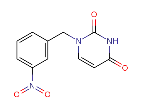 Molecular Structure of 28485-00-9 (1-(3-nitrobenzyl)pyrimidine-2,4(1H,3H)-dione)