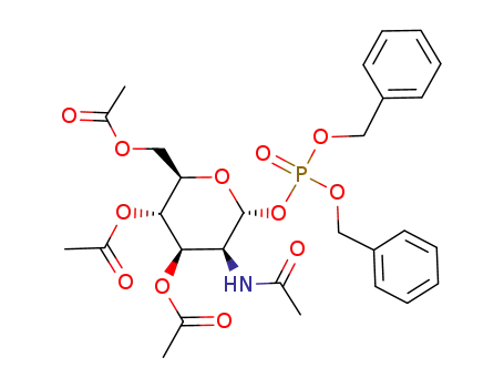 Molecular Structure of 79184-08-0 (Acetic acid (2R,3S,4R,5S,6R)-3-acetoxy-2-acetoxymethyl-5-acetylamino-6-(bis-benzyloxy-phosphoryloxy)-tetrahydro-pyran-4-yl ester)