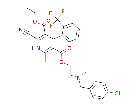 2-Cyano-6-methyl-4-(2-trifluoromethyl-phenyl)-1,4-dihydro-pyridine-3,5-dicarboxylic acid 5-{2-[(4-chloro-benzyl)-methyl-amino]-ethyl} ester 3-ethyl ester