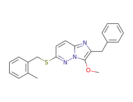 Molecular Structure of 144448-46-4 (Imidazo[1,2-b]pyridazine,
3-methoxy-6-[[(2-methylphenyl)methyl]thio]-2-(phenylmethyl)-)