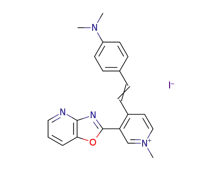 Molecular Structure of 120623-60-1 (4-[(E)-2-(4-Dimethylamino-phenyl)-vinyl]-1-methyl-3-oxazolo[4,5-b]pyridin-2-yl-pyridinium; iodide)