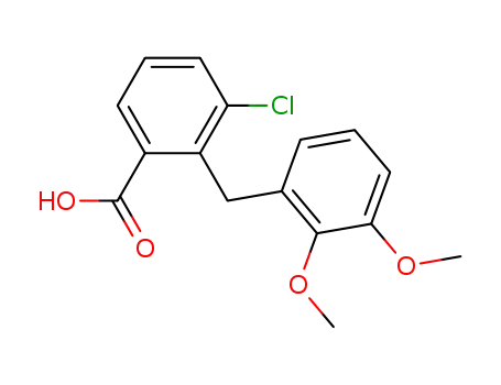 Molecular Structure of 183874-18-2 (Benzoic acid, 3-chloro-2-[(2,3-dimethoxyphenyl)methyl]-)