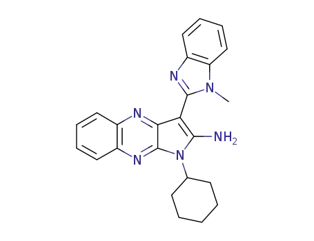 Molecular Structure of 120340-89-8 (1-Cyclohexyl-3-(1-methyl-1H-benzoimidazol-2-yl)-1H-pyrrolo[2,3-b]quinoxalin-2-ylamine)