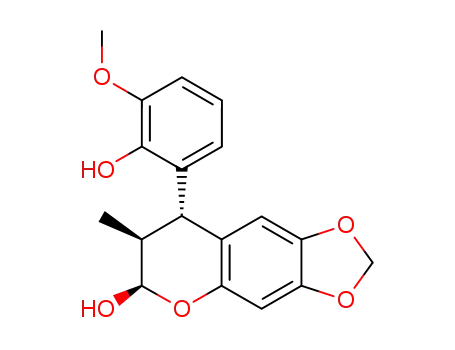 Molecular Structure of 117211-16-2 (8-(2-hydroxy-3-methoxyphenyl)-7-methyl-7,8-dihydro-6H-[1,3]dioxolo[4,5-g]chromen-6-ol)