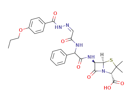 4-Thia-1-azabicyclo(3.2.0)heptane-2-carboxylic acid, 3,3-dimethyl-7-oxo-6-((phenyl((((4-propoxybenzoyl)hydrazono)acetyl)amino)acetyl)amino)-, (2S-(2-alpha,5-alpha,6-beta(S*)))-